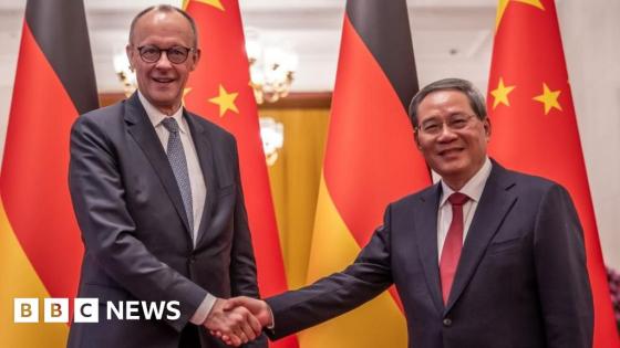 German chancellor lands in Beijing for inaugural China trip