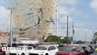 Moment debris skyrockets after North Carolina gas explosion