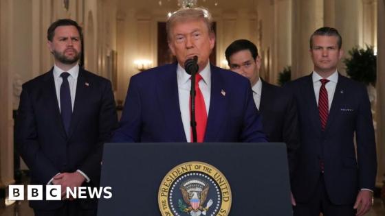 Trump says strikes on Iran a ‘spectacular military success’ in address