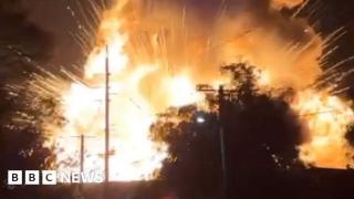 Moment huge fireball destroys Sydney waste facility