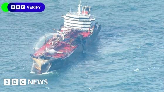 BBC Verify examines moments before cargo ship, tanker collision