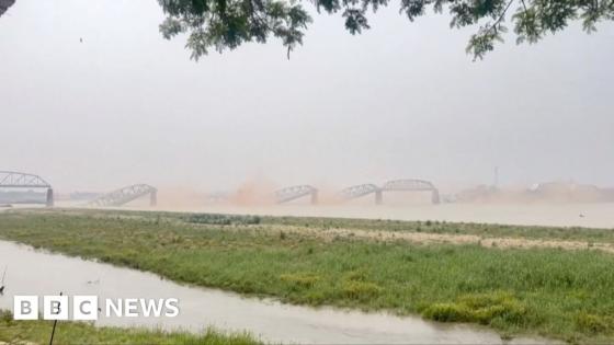 Bridge collapses into river in Mandalay, Myanmar