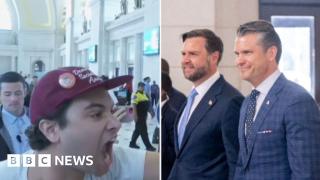 JD Vance heckled as he meets National Guard in Washington DC