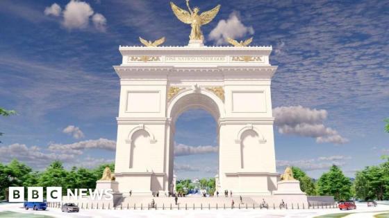 Trump unveils giant gold-accented victory arch design for US capital