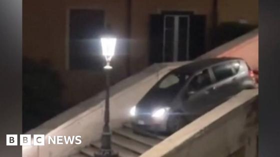 Man gets stuck driving car down Rome’s Spanish Steps