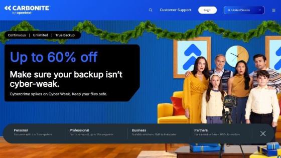 This Black Friday get your cloud backup up and running and protect your data with Carbonite—all three plans are off 60% this week.