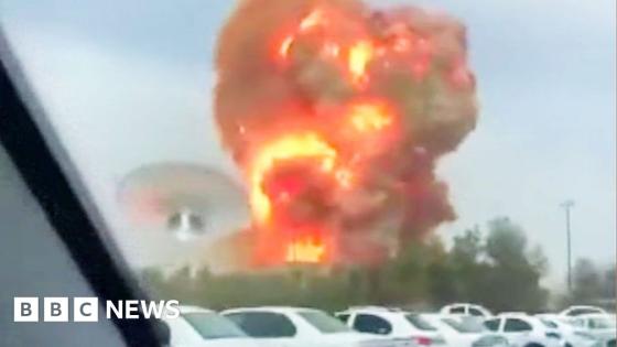 Moment driver sees huge blast rip through port