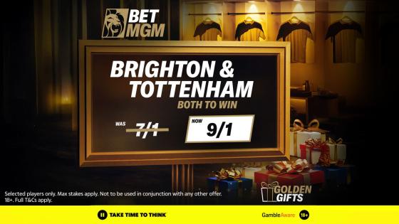 Get Tottenham and Brighton both to win tonight at 9/1 PLUS £40 in free bets with BetMGM