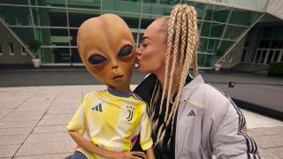 Alisha Lehmann poses with an ALIEN in bizarre Nasa-themed adidas shoot alongside Juventus star boyfriend Douglas Luiz
