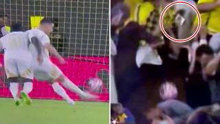 Cristiano Ronaldo breaks young fan’s phone with wayward penalty and sends him collapsing to floor