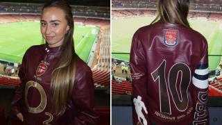 Arsenal Invincible’s daughter delights fans in special custom leather jacket version of his iconic Gunners shirt