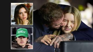 David Beckham plants kiss on cheek of daughter Harper at Inter Miami game as wife Victoria and son Cruz also attend