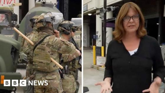 BBC on the ground as National Guard set up outside LA federal building