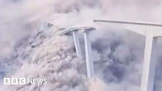 Moment newly opened bridge partially collapses in China