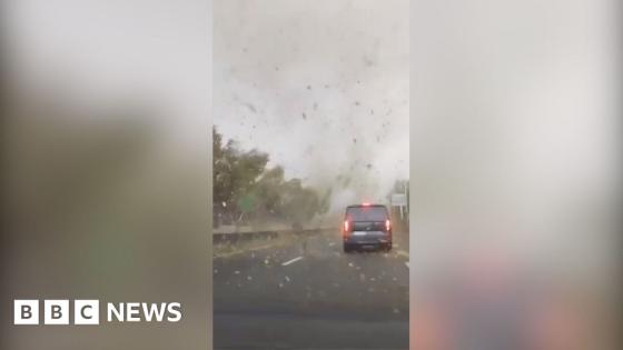 One dead and 10 injured as sudden tornado hits Paris suburbs