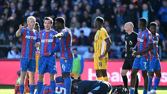 Medics race on to pitch to help Maxence Lacroix after sickening head injury as Crystal Palace fans call him ‘warrior’