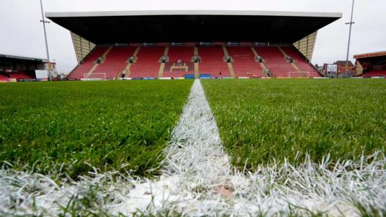 Inside EFL club’s stadium with police-seized LED lights from cannabis factory helping maintain pitch